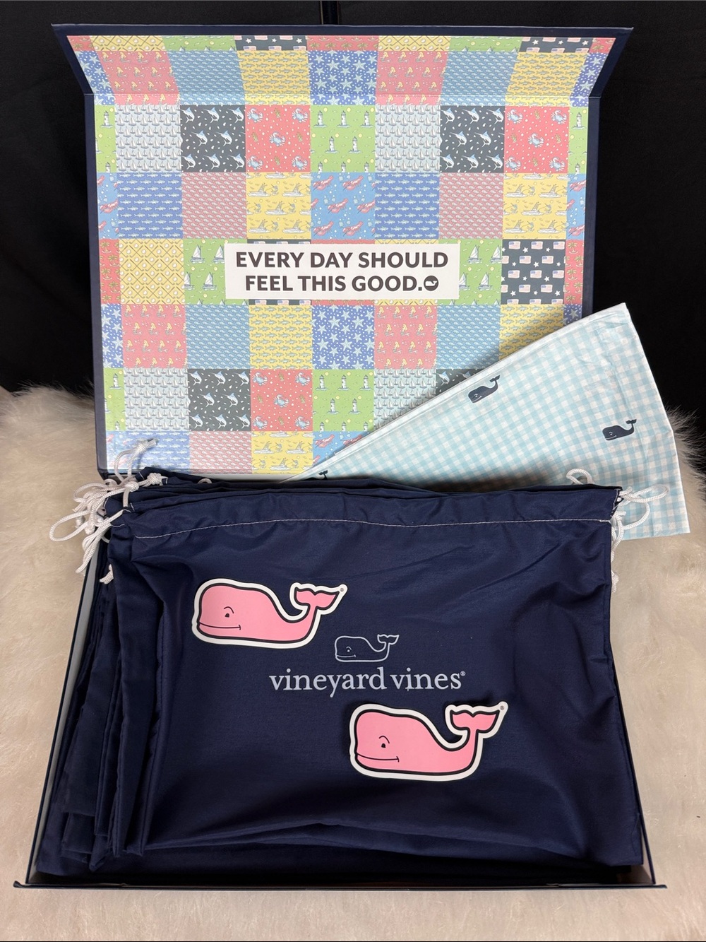 Vineyard Vines Navy & Pink Whale Party Gift Set